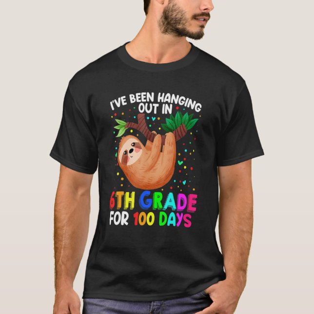 Cute 100th Day of School Sloth - 6th Grade 100 Day T-Shirt (Front)