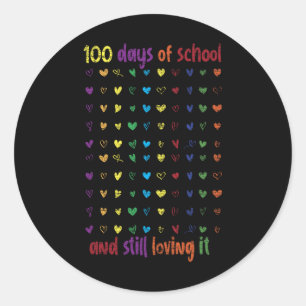 Cute 100th Day Student Girls Kids Gift 100 Days Of Classic Round Sticker