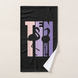 Cute 10th Birthday Gift I Flamingo I 10 Year Old Hand Towel