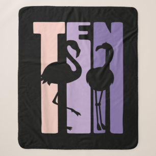 Cute 10th Birthday Gift I Flamingo I 10 Year Old Sherpa Blanket