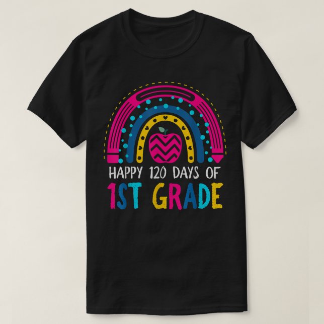 Cute 120th Day of School Teachers 1st Grade Rainbo T-Shirt (Design Front)