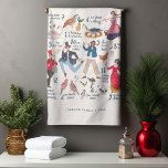 Cute 12 Days of Christmas Classic Illustration  Tea Towel<br><div class="desc">Adorable traditional classic Children kids 12 days of Christmas illustration hand painted by Caroline Bonne Müller featuring 1 partridge in a pear tree, 2 turtle doves, 3 french hens, 4 calling birds, 5 golden rings, 6 geese a laying, 7 swans swimming, 8 maids milking, 9 ladies dancing, 10 lords leaping,...</div>