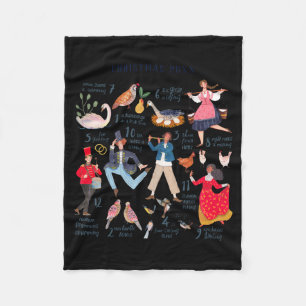 Cute 12 Days Of Christmas Clic Traditional Fleece Blanket