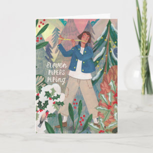 Cute 12 days of Christmas eleven pipers piping  Card