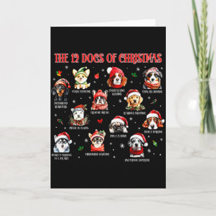 Cute 12 Dogs Xmas Funny Dog Lovers Christmas Dog M Card