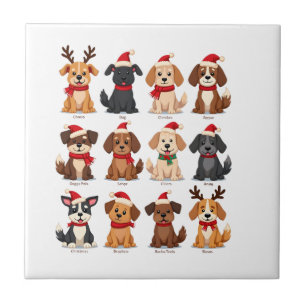 Cute 12 Dogs Xmas Funny Dog Lovers Christmas Dog M Ceramic Tile