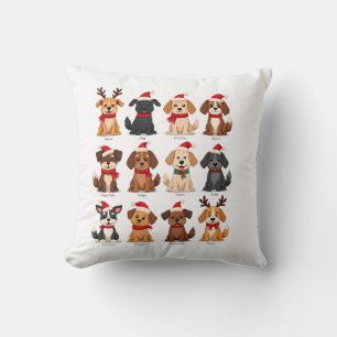 Cute 12 Dogs Xmas Funny Dog Lovers Christmas Dog M Cushion