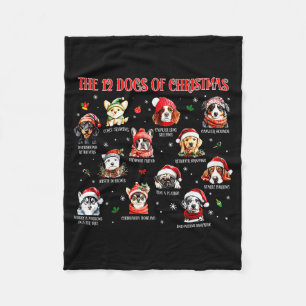 Cute 12 Dogs Xmas Funny Dog Lovers Christmas Dog M Fleece Blanket