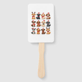 Cute 12 Dogs Xmas Funny Dog Lovers Christmas Dog M Hand Fan