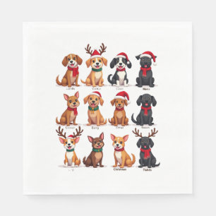 Cute 12 Dogs Xmas Funny Dog Lovers Christmas Dog M Napkin