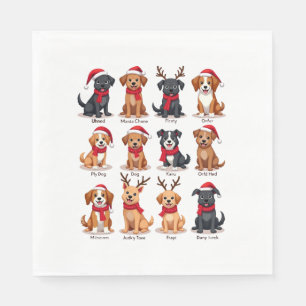 Cute 12 Dogs Xmas Funny Dog Lovers Christmas Dog M Napkin