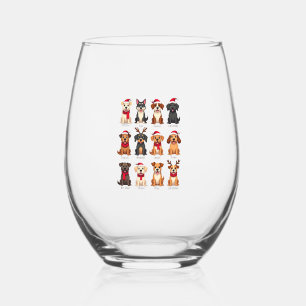 Cute 12 Dogs Xmas Funny Dog Lovers Christmas Dog M Stemless Wine Glass