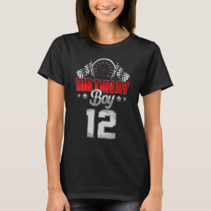 Cute 12th Birthday Boy 12 Years Old Race Car Boys  T-Shirt