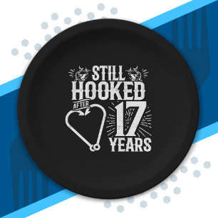 Cute 17th Anniversary Couples Married 17 Years Paper Plate