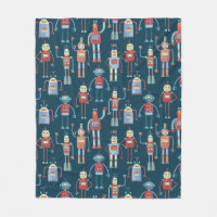 Cute 1950s Style Retro Robot Pattern Dark