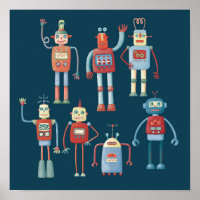 Cute 1950s Style Retro Robots