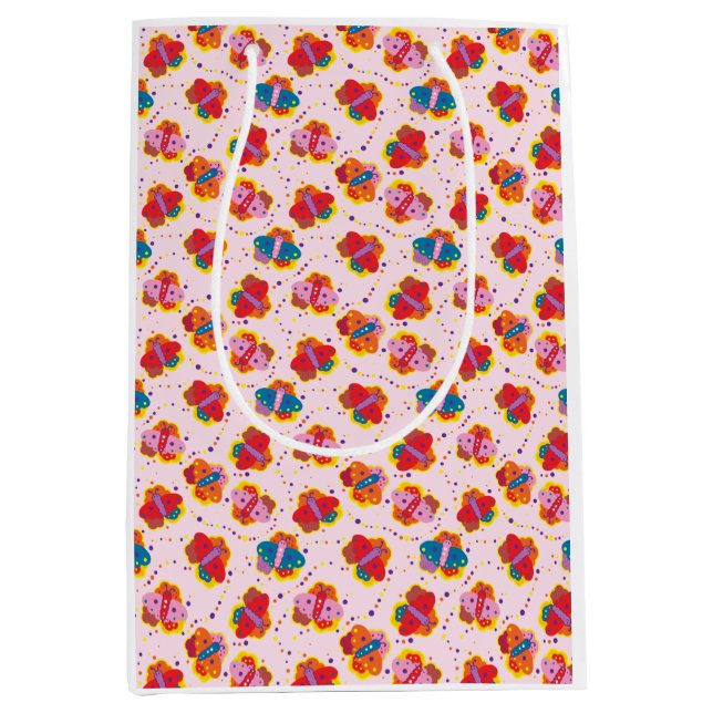 Cute 1960s-style butterflies gift bag (Front)