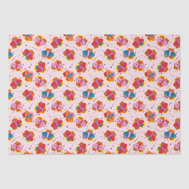 Cute 1960s-style butterflies tissue paper (Front)