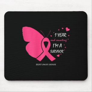 Cute 1 Year Breast Cancer Free Pink Survivor Gifts Mouse Pad