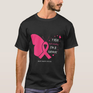 Cute 1 Year Breast Cancer Free Pink Survivor Gifts T-Shirt