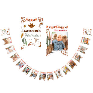 Cute 1st Birthday 12 Month Photo Milestone Bunting