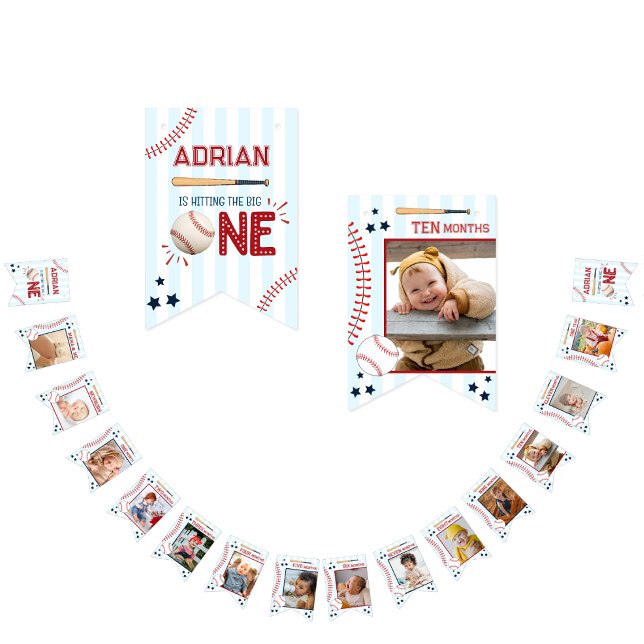 Cute 1st Birthday 12 Month Photo Milestone Bunting (Creator Uploaded)