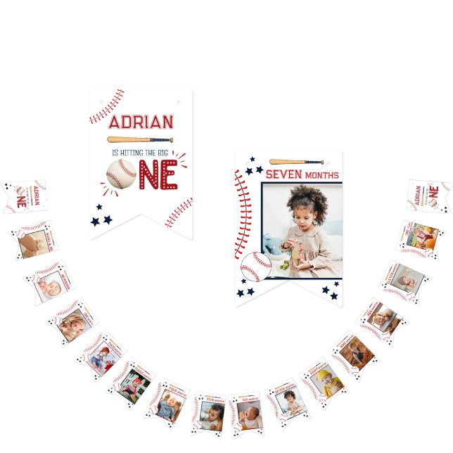 Cute 1st Birthday 12 Month Photo Milestone Bunting (Creator Uploaded)