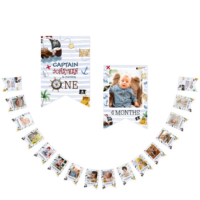 Cute 1st Birthday 12 Month Photo Milestone Pirate Bunting (Creator Uploaded)