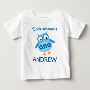 Cute 1st Birthday Boy Owl Blue A01 Baby T-Shirt