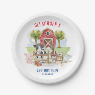 Cute 1st Birthday Farm Animals Barnyard Kids Paper Plate