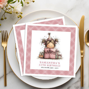 Cute 1st Birthday Girl Party Funny Whimsical Pink Napkin