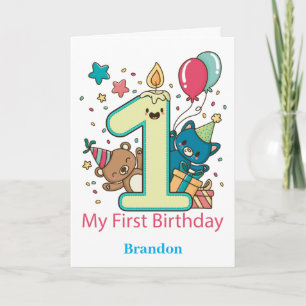 Cute 1st Birthday Panda Personalised Card