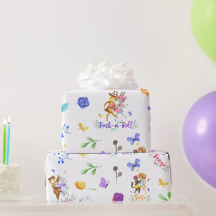 Cute 1st Birthday Party Forest Animals Dancing   Wrapping Paper