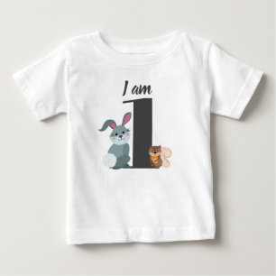 Cute 1st Birthday Squirrel Bunny Baby T-Shirt