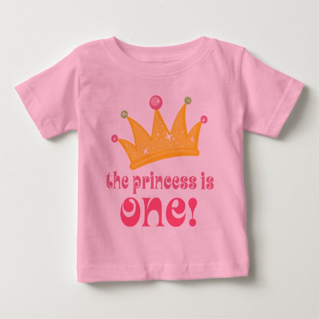 Cute 1st Birthday The Princess Is One Gift Baby T-Shirt (Front)