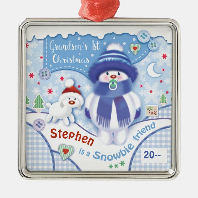Cute 1st Christmas Ornament for Grandson (Front)