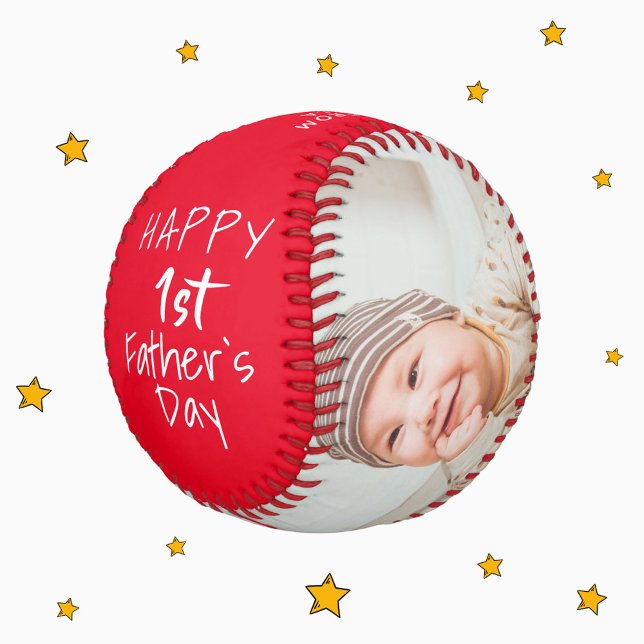 Cute 1st Father`s Day Script 2 Photo Collage Baseball (Creator Uploaded)