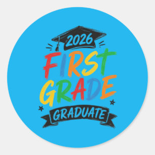 Cute 1st Grade Graduate 2026 Last Day Of School Classic Round Sticker