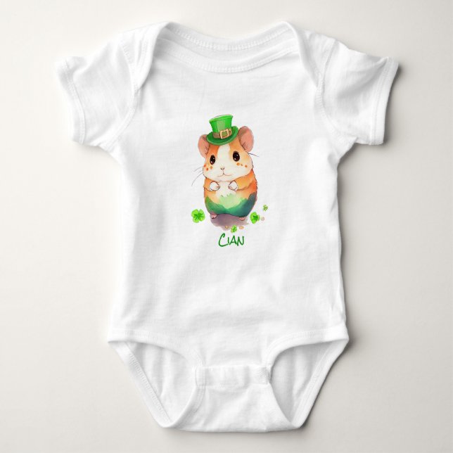 Cute 1st St. Patrick's Day Mouse Leprechauns Hat  Baby Bodysuit (Front)