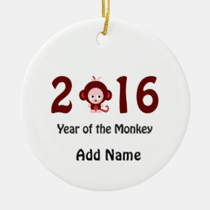 Cute 2016 year of the monkey ceramic ornament