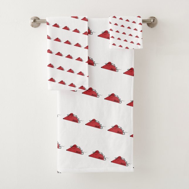 Cute 2020 Year of the Rat Bath Towel Set (Insitu)
