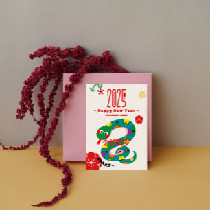 Cute 2025 Cartoon Snake Chinese New Year Holiday Card