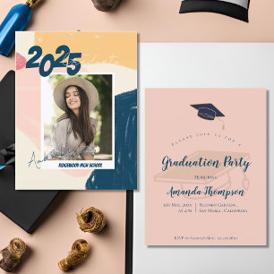 Cute 2025 Graduation Pastel Photo Mini Invitation