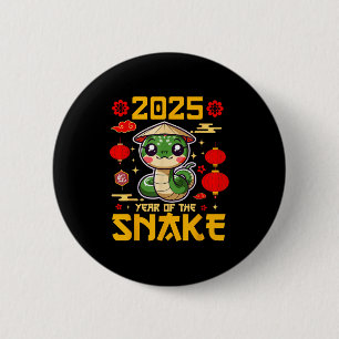 Cute 2025 Year Of The Snake Happy Chinese New Year 6 Cm Round Badge
