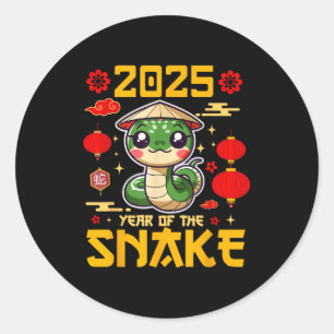 Cute 2025 Year Of The Snake Happy Chinese New Year Classic Round Sticker