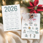 Cute 2026 Calendar Photo 12 Days of Christmas  Holiday Card<br><div class="desc">Cute 2026 Calendar Photo 12 Days of Christmas. Available digitally and printed.  Informal and fun,  with playful whimsical illustrations and a handy 2026 calendar on the back. Easily personalise to your own details and replace the sample photo with your own.</div>
