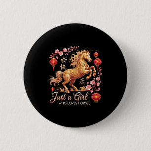 Cute 2026 Just Girl Who Loves Horses Lunar Cowgirl 6 Cm Round Badge