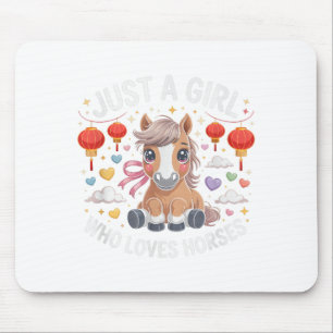 Cute 2026 Just Girl Who Loves Horses Zodiac Rider Mouse Pad