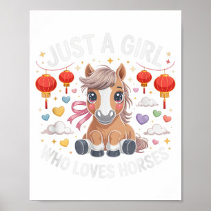 Cute 2026 Just Girl Who Loves Horses Zodiac Rider Poster