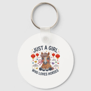 Cute 2026 Pony Just Girl Who Loves Horses Zodiac C Key Ring